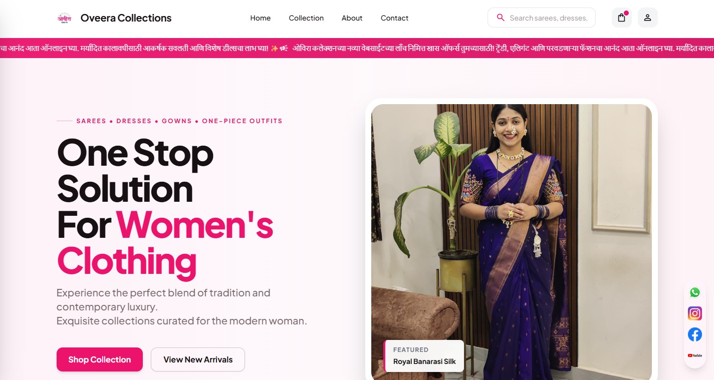 Oveera Collections - E-commerce Website Development by ZapCodex